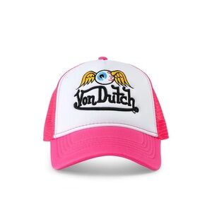 Von Dutch - Hot Pink Flying Eyeball Wordmark Trucker Hat